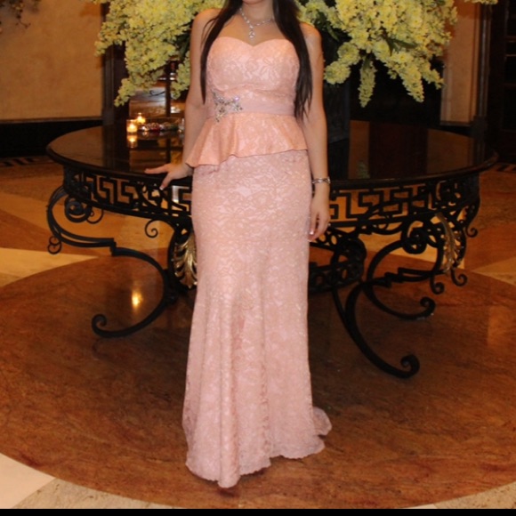 Camille La Vie Light Pink Long Strapless Dress